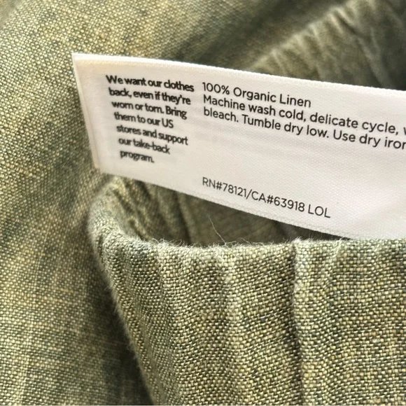 Eileen Fisher Green Wide-Leg Capri Pants Organic Cotton XXS-XS w/ Pockets - Picture 14 of 14
